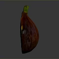 Sliced Fresh Fig With Purple Skin Green Stem And Red Flesh Seeds