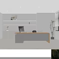 Modern Public Office Space Interior Design With White Desks Black Chairs Computers And Green Plants