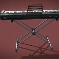 Musical Instruments and Art Supplies Electronic Keyboard on Black Stand with Red Background