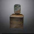 Unique Vintage Wooden Dresser With Decorative Mirror And Storage Drawers