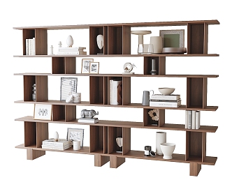 Modern Shelf Bookshelf Accessories Ornaments Books 3d model