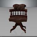 Classic Red Leather Button Tufted Armchair With Carved Wooden Frame And Wheeled Base
