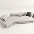 Modern Light Gray Sectional Sofa With Plush Cushions And Decorative Pillows 3d model