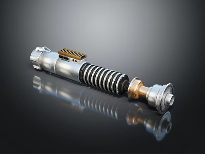 Futuristic Weapon With Silver Spiral Structure Gold Accents And Shiny Reflection 3d model