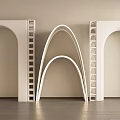 Modern White Archway Structures with Curved Geometric Design in Interior Space 3d model