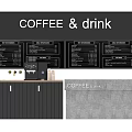 Modern Coffee Bar Counter With Drink Menu Boards And Coffee Machine 3d model