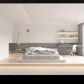 Modern Minimalist Bedroom Interior Design With Platform Bed White Cabinets Shelves And Large Window