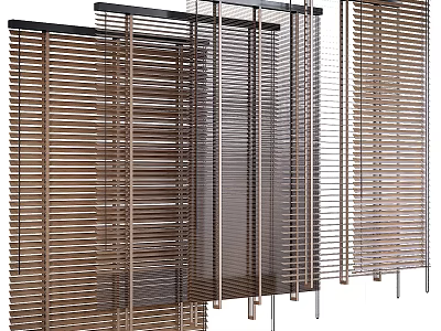 Modern Window Blinds Design With Wooden And Metal Horizontal Slats For Home Interior 3d model