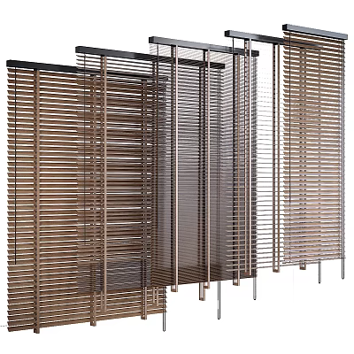 Modern Window Blinds Design With Wooden And Metal Horizontal Slats For Home Interior 3d model