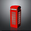 Classic Red British Telephone Booth With Glass Panels And Traditional Design