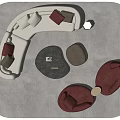 Modern Stylish Sofa And Coffee Table Set With Red Beige Couches Round Tables And Pillows