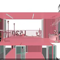 Pink Container House Design With Balcony Staircase Decorative Flowers And Interior Elephant Sculpture