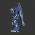 Metallic Blue Robot Model Featuring Mechanical Structure Orange Head And Reflective Surface 3d model
