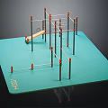 Outdoor Playground Equipment Featuring Climbing Frame Slide Green Safety Mat And Metal Poles