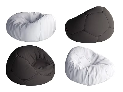 Modern Black And White Bean Bag Chairs With Various Design Styles 3d model
