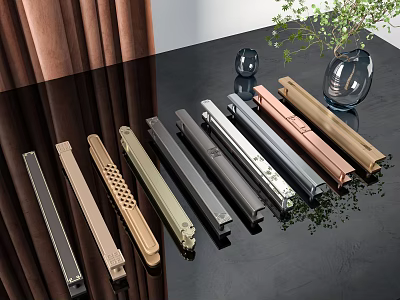 Modern Metal Cabinet Handles In Gold Silver Black Bronze With Sleek Design For Furniture 3d model