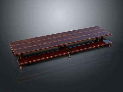 Modern Dark Wood Grain Wooden Table With Two Tier Structure And Minimalist Design 3d model