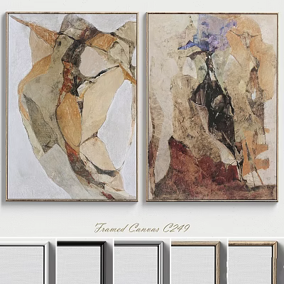 Framed Canvas Abstract Art Wall Decor With Colorful Design For Home Decoration 3d model