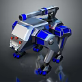 Futuristic Mechanical Animal 3D Model with Silver Blue Exterior and Red Eyes