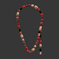 Fashionable Unique Necklace With Red Black Beige Beads Handcrafted Design Jewelry