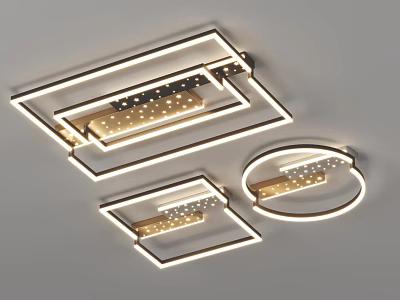 Modern Illuminated Geometric Ceiling Lights With Square And Circular Shapes 3d model