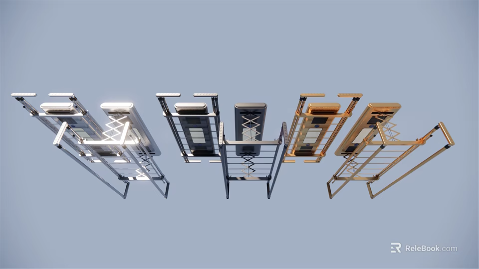 Modern Foldable Clothes Hangers with Metal Frames and Multiple Colors 3d model