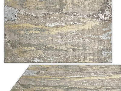 Modern Abstract Square Area Rug with Gray Beige Gold Textured Pattern Design 3d model