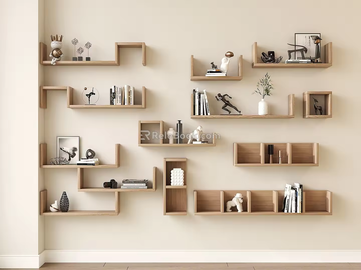 Modern Wall Board Storage Rack Storage Rack Storage Rack Bookshelf Wall Hanging Decorative Partition 3d model