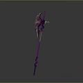 Ornate Purple And White Weapon Featuring Intricate Spiral Patterns On Long Handle