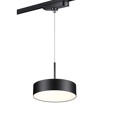 Modern Black Metal Round Pendant Light With White Shade And Sleek Design 3d model