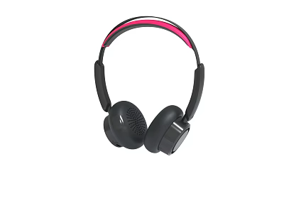 Stylish Black Over Ear Headphones With Red Accent Headband And Soft Ear Cups 3d model