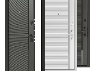 Modern Security Door With Steel Construction Secure Lock System And Textured Design 3d model
