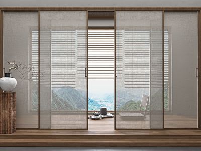 Modern sliding door wire-clamped glass sliding door model