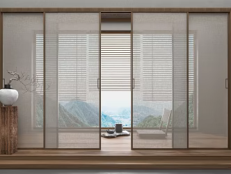 Modern sliding door wire-clamped glass sliding door 3d model