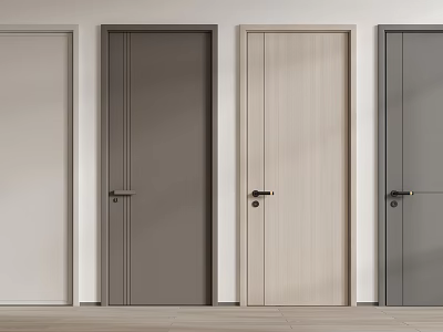 Modern Interior Hinged Doors In Various Colors With Sleek Design And Handles 3d model