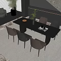 Modern Dining Table And Fabric Chairs In Contemporary Living Room With Rug
