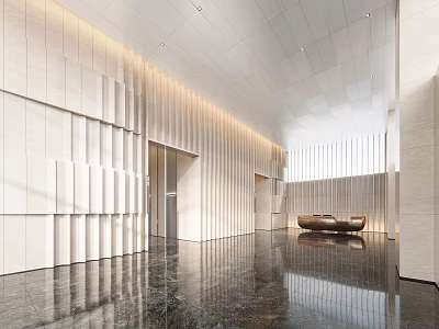 Modern Reception Desk Interior With Marble Counter And Stone Wall Design 3d model