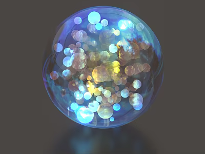 Decorative Ornament Set With Transparent Sphere And Colorful Light Bubbles For Home Decor 3d model