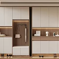 Modern Shoe Cabinet Integrated Storage Design With Wooden Panels And Hanging Area