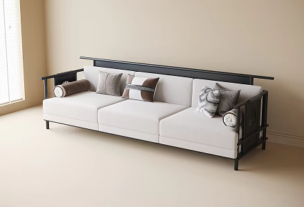 New Chinese-style three-person sofa 3d model