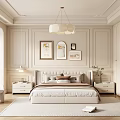 Elegant Modern Bedroom Interior Design With Upholstered Bed Nightstands Chandelier Wall Art And Rug
