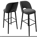 Modern Leather Bar Stools With High Back And Black Metal Frame Design 3d model