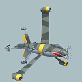 Military Fighter Jet With Camouflage Paint Shark Mouth Design And Wings