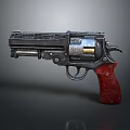 Vintage Revolver With Metallic Body Red Grip And Detailed Industrial Design