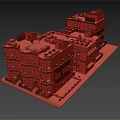 Detached Villa With Red Brick Exterior Multi Story Design Green Lawn And Paved Surroundings