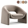 Modern Brown Upholstered Leisure Chair Design With Curved Integrated Armrest and Smooth Backrest