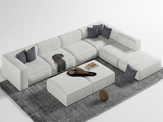 Modern sofa coffee table combination 3d model