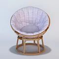 Stylish Modern Leisure Chair With Rattan Frame And Light Purple Cushion