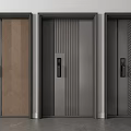 Modern Security Doors With Wood Grain Panels Vertical Stripes And Diagonal Textures 3d model