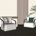 New Chinese-style Single Sofa 3d model